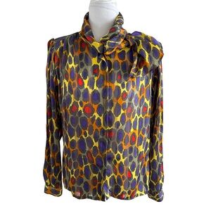 Vintage Nicola Multi Color Leopard Print Blouse I 10